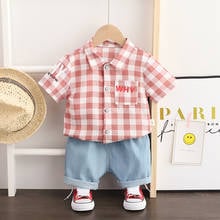 Children's Clothes 2022 Summer New Boy Cartoon Cotton Short-sleeved Shirt Set Female Baby Shorts Casual Two-piece Suit 1-4 Years 2024 - buy cheap