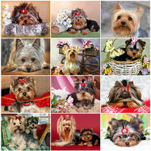 5d Round Diamond Embroidery Dog Diamond Mosaic Picture Rhinestones Diamond Painting Full Square Yorkshire Terrier Beaded Art 2024 - buy cheap