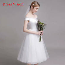 Vestido corto De Novia De satén con cuello en V, ropa De boda, estilo coreano 2024 - compra barato