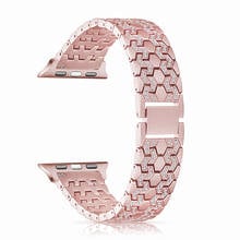 Pulseira de diamante de aço para apple watch, luxo, para mulheres e meninas, modelos se/6/5/4/3/2, 40mm, 44mm, 42mm, 38mm 2024 - compre barato