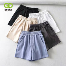 Goplus-shorts feminino de cintura alta, pernas largas, cintura alta, branco, preto, damas 2024 - compre barato