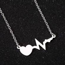 Wholesale Stainless Steel Heart Necklace For Women Long Chain Love Electrocardiogram Pendant Necklace Custom Geometric Jewelery 2024 - buy cheap