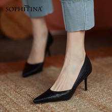 SOPHITINA Pumps Women Elegant Stone Pattern Genuine Leather Female Shoes Thin Heels TPR Hemming Party Wedding Lady Shoes MO939 2024 - buy cheap