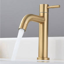 Brush gold Bathroom Basin faucet Single Cold single lever  basin faucet sink tap basin mixer water tap decked 304 SUS 2024 - buy cheap
