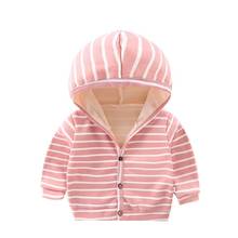 Crianças camisola com capuz cardigan quente jaqueta de bebê 2021 primavera outono moda crianças listrado criança casaco outerwear 0-6 ano 2024 - compre barato