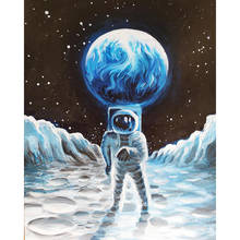 Kit de pintura por números al óleo de astronauta, cuadro sobre lienzo para pared, decoración del hogar, regalo, 40x50cm 2024 - compra barato