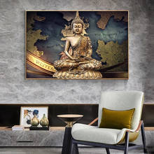 Golden Buddha Canvas Painting Posters and Prints Wall Art Buddhist Mood Pictures for Living Room Home Decoration Cuadros 2024 - buy cheap