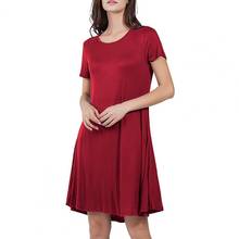 robe femme Casual Women Dress Round Neck Soft Solid Color Lady Loose Short Sleeves Cotton Dress Summer Dress женское платье 2021 2024 - buy cheap