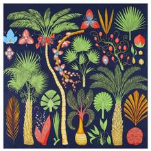 Новый роскошный брендовый дизайн Sago Cycas пальмовое дерево зимний квадратный шарф 130 см саржевый шелковый шарф женский платок шарфы для дам 2024 - купить недорого