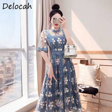 Женское платье-трапеция Delocah, кружевное платье с коротким рукавом и вышивкой, 2020 2024 - купить недорого