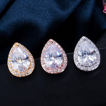 Cwwzircão cúbico, design clássico da moda, cristal 585 de zircônia cúbica pura, ouro rosê, brincos, para mulheres, quente 2024 - compre barato