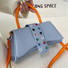 Контрастные цветные сумки через плечо из искусственной кожи с клапаном для женщин 2021 женская дизайнерская маленькая сумочка Женская дорожная сумка-мессенджер 2024 - купить недорого