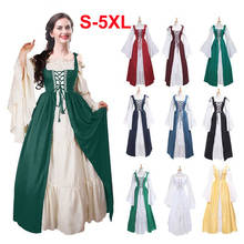 Traje de fantasia medieval de carnaval, cosplay, vintage, 2 peças, vestido de chão, adulto, feminino, renascentista, vestido maxi de renda 2024 - compre barato