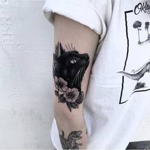Tatuaje temporal de gato negro para hombres y mujeres, tatuaje falso de brazo, decoración de arte corporal, pegatinas de tatuaje impermeables simples 2024 - compra barato