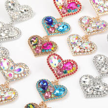 Pendientes de Metal multicapa con diamantes de imitación para niña, aretes grandes y exagerados, accesorios de joyería para fiesta, a la moda 2024 - compra barato
