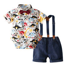 Conjunto de roupas infantis com alça, roupas para bebês recém-nascidos de desenho animado, macacão e calças curtas, 2 peças 2024 - compre barato