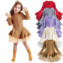 Осенне-зимние вязаные свитера; Платье для маленьких девочек; Детские платья-пачки для девочек; Одежда для маленьких девочек; Детские вечерние платья принцессы 2024 - купить недорого