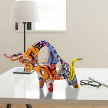 Resin Modern Bull Sculpture Ox Figurine Animal Graffiti Cattle Statue Crafts 2024 - buy cheap