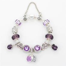 Exquisite Bracelets Purple Shiny Charms Beads Fits European Bracelets & Bangles Romantic Bracelets DIY Fine Jewelry 16-22cm 2024 - buy cheap