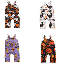 Citgeett Summer 0-24M Newborn Baby Girls Boys Halloween Romper Sleeveless Strap Pumpkin Jumpsuits Ruffled Festivals Outfits 2024 - buy cheap