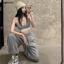 Casual Pants Women Banded Solid Harajuku Loose Trousers Womens Cotton All-match Joggers High Waist Bottoms Female Chic Trendy 2024 - buy cheap