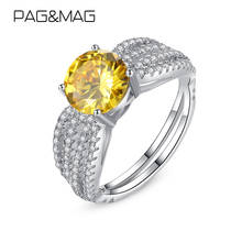 PAG&MAG Created Citrine Big Ring For Women 925 Sterling Silver Yellow Gemstone Ring For Women Wedding Jewelry Gift SR0059 2024 - buy cheap