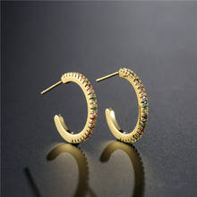 NEWBUY Trendy Gold Color Cute Geometric Stud Earrings For Women Fashion Colourful CZ Zirconia Earring Female Party Jewelry 2024 - buy cheap