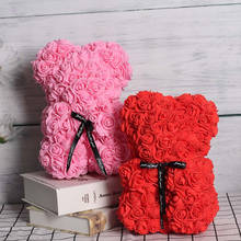 Подарок на день Святого Валентина VIP, 25 см, красная роза, мишка тедди, роза, цветок, искусственное украшение, рождественские подарки, подарок на день матери 2024 - купить недорого