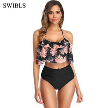 Bañador de talla grande para mujer, S-2XL de cintura alta, trajes de baño grandes, Bikini Floral Vintage, bañadores sexys para mujer 2020 2024 - compra barato