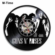 Guns n rosa slash relógio de parede, design moderno gravação de vinil relógio de parede música tema 3d adesivos de banda de rock relógio de parede vinil decoração de casa 2024 - compre barato