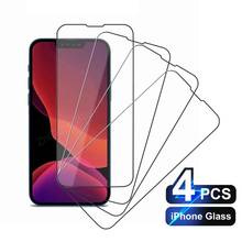 4PCS Protective Glass For iPhone 13 11 12 Pro Max Glass Screen Protector For iPhone 5s 6 6s 7 8 Plus X Xs Max XR Tempered Glass 2024 - купить недорого