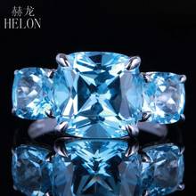 HELON-anillo de compromiso con Topacio azul cielo para mujer, sortija de boda, oro blanco de 14 quilates, 10mm, joya fina 2024 - compra barato