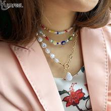 Yumfeel Brand Vintage Baroque Irregular Pearl Lock Chains Necklace 2021 Geometric Pendant Love Necklaces for Women Punk Jewelry 2024 - buy cheap