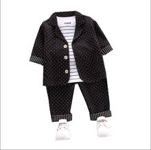 Conjunto de calça manga longa infantil, roupas esportivas de algodão com bolinhas para crianças e bebês de outono 2024 - compre barato