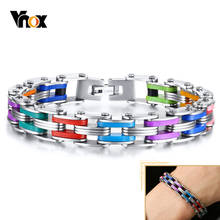 Vnox-pulsera de cadena Punk para motorista, brazalete de acero inoxidable de 12mm con colores del Arcoíris, para hombre, eslabones de motocicleta, Rock Cool Jewelry 2024 - compra barato