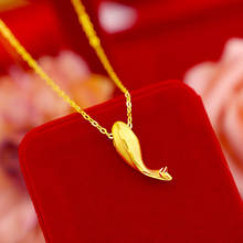Fashion Light Yellow Gold Color Jewelry Little Fish Dolphin Necklace Choker for Women's Wedding Engegement Clavicle Pendant Gift 2024 - buy cheap