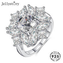 Jellystory luxury s925 sterling silver rings with 5A zircon gemstones fine jewelry for female wedding party gift wholesale ring 2024 - buy cheap