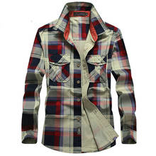 Camisa xadrez masculina 100% algodão, primavera verão outono, manga comprida, bolsos jeans, camisas masculinas, camisetas masculinas plus size 4xl 2024 - compre barato