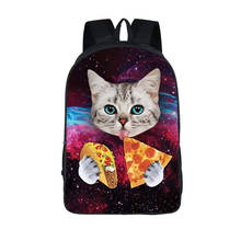 Kawaii 3d animal gatinho mochila gato bonito comer tacos pizza crianças livro saco adolescente mochila sacos de escola para adolescentes meninas 2024 - compre barato