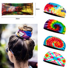 Tie Dye Cycling Yoga Sport Sweat Headband Run Gym Anti-Slip Cross Bandage Headwear Hair Bands Bohemian Fashion Wide Headwrap 2024 - buy cheap