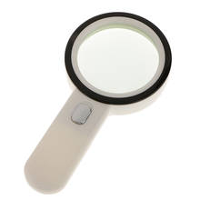 80mm 12-LED Handheld Lighted Magnifier 10X Magnifying Glass Loupe Reading ABS Glass Lens Home Office Use 2024 - buy cheap