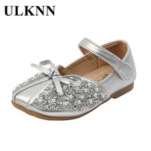 ULKNN-zapatos dorados para niñas, calzado de primavera con cabeza cuadrada y diamantes de imitación plateados, con fondo suave, para bebés, 2021 2024 - compra barato