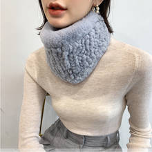 YCFUR Casual Women Scarf Winter Warm Soft Knitted Rex Rabbit Fur Scarves Wraps Ladies Neck Warmer Ring Scarf Female 2024 - buy cheap
