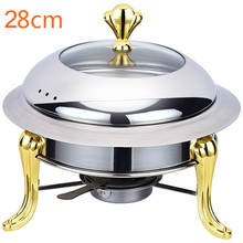 Hotpot conjunto de aço inoxidável mini pote hotpot titular tampa de vidro temperado 30cm ouro prata chafing prato buffet bandeja comida mais quente 2024 - compre barato