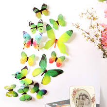 12Pcs/Lot 3D DIY Wall Sticker Stickers Butterfly Home Decor For Fridge Kitchen Living Room Decoration Rainbow PVC Wallpaper 2024 - buy cheap