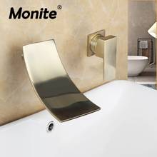 Mobília de banheira embutida, torneira com misturador, banheira tipo cascata, cor ouro escovado 2024 - compre barato
