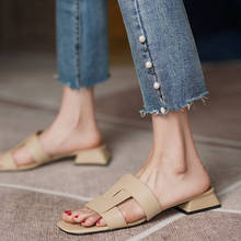 Zapatos informales de cuero para mujer, y cómodas zapatillas versátiles, sandalias de ocio de tacón grueso hechas a mano, talla 34-43, para verano 2024 - compra barato