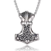 Pingente de amuleto viking, 1 peça, martelo thor mjolnir, aço inoxidável, colares pd0427 2024 - compre barato
