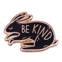 Be kind rabbit pin funny animal brooch kindness jewelry cute bunny badge jackets backpack accessories kids gift 2024 - buy cheap