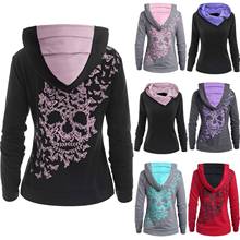 Womens Autumn Hoodies Sweatshirts Fashion Butterfl Skull Print Long Sleeve Hoodie Casual Sweatshirt Pullovers Tops Sweatshirt 2024 - buy cheap